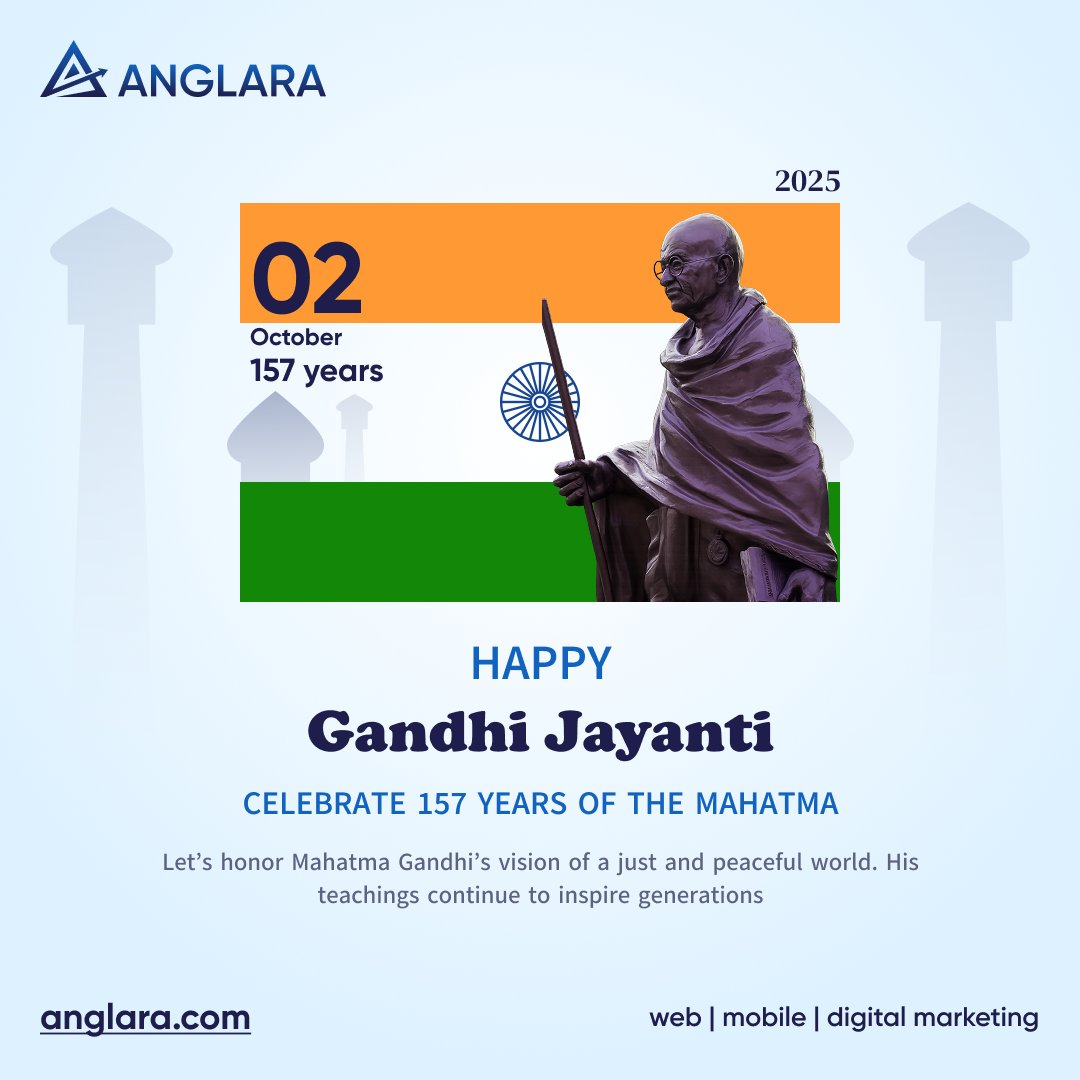 AnglaraDigital's tweet image. On this #GandhiJayanti, we honor the legacy of the Father of the Nation - a timeless symbol of truth, peace, and non-violence.

In a divided world, his philosophy reminds us that change begins with us. Let’s celebrate his enduring legacy.

 🙏 Happy Gandhi Jayanti