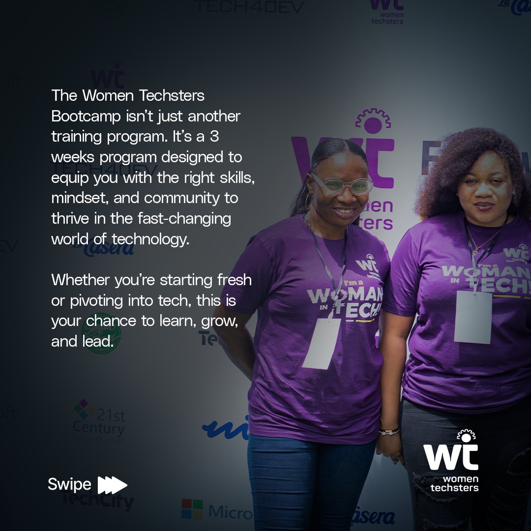 Tech4DevHQ's tweet image. Just in case you’ve been looking for an excuse not to apply for the Women Techsters Bootcamp 4.1, we’re here to change your mind. 

This bootcamp is more than a training program, it’s a chance to build in-demand digital skills, connect with an empowering community of women across…