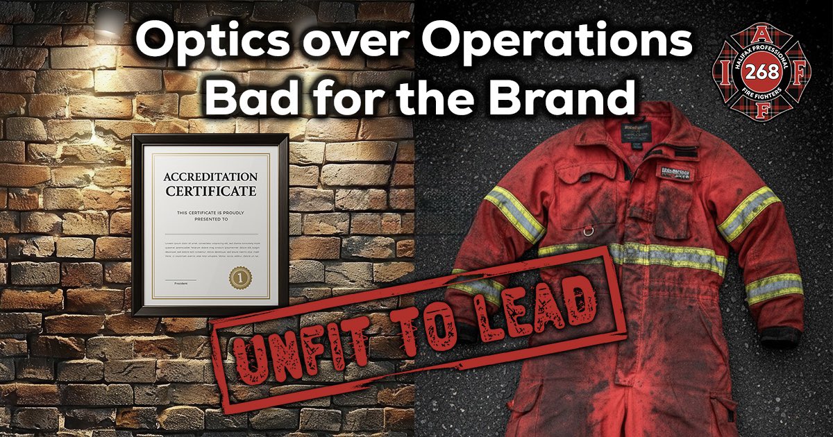 Certificates and photo-ops don’t put out fires.

While management prioritized accreditation and image projects, our fire fighters were left without proper wildfire gear, the promised training, or fully equipped reserve trucks. The result? A fire service that looks polished on