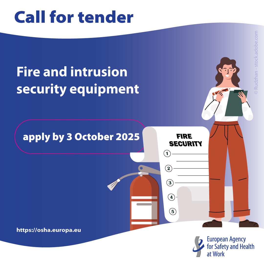 EU_OSHA's tweet image. 📢 New #CallForTenders!

EU-OSHA is inviting companies specialised in fire and intrusion #SecuritySystems to help strengthen protection of our staff, assets, and premises.

🕛 Deadline: 3 October

➡️ osha.europa.eu/en/about-eu-os…