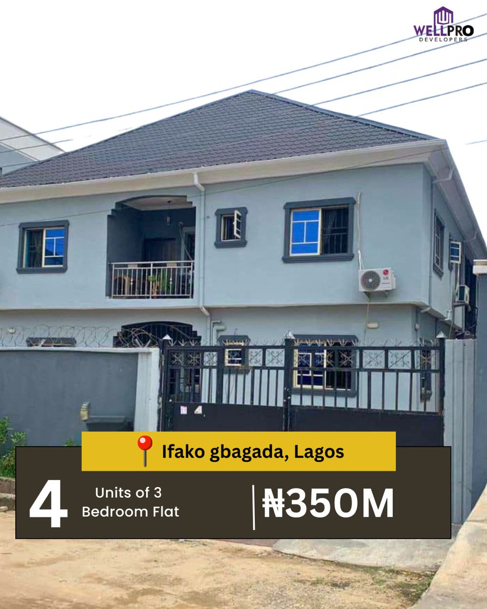 wellprodevelop1's tweet image. FOR SALE: Block of 4 units of 3-Bedroom Flats 🏢
✨ All rooms ensuite + guest toilet
🚗 Ample parking 
📍 Ifako Gbagada | 📜 C of O
💰 ₦350M (Asking)

📞 Wellpro Developers: 08185520099 | 08185570099
#GbagadaHomes #LagosRealEstate #PropertyNaija #InvestInNaija #Lekki