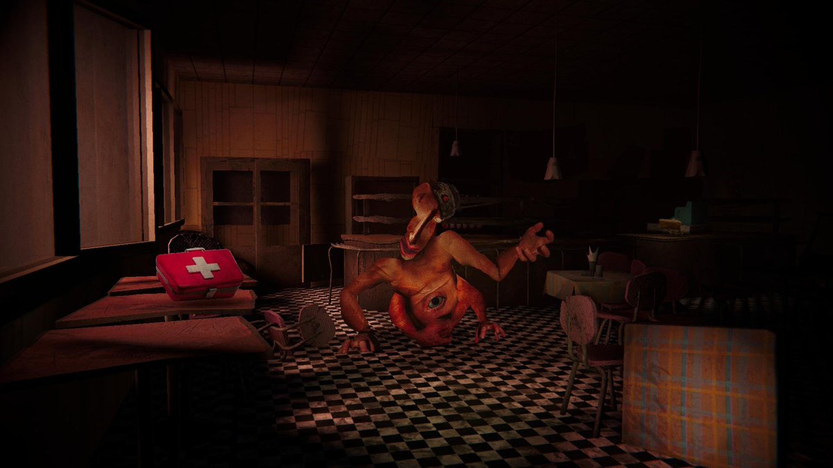 FunkeMunkeGames's tweet photo. The creature twitches, it waits... for your next move
#broadcastgame #indiedev #horrorgaming #conceptart #mood https://t.co/85vbCgyLls