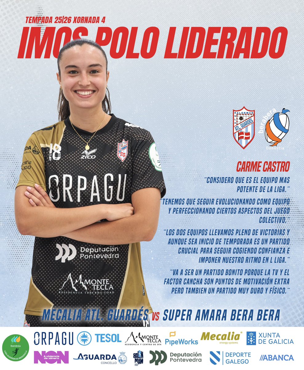 AtleticoGuardes's tweet photo. 🤾‍♀️ Carme Castro: “Considero que é o equipo máis potente da Liga. É un partido crucial para seguir collendo confianza e coller o noso ritmo” https://t.co/1VQyCblq7V