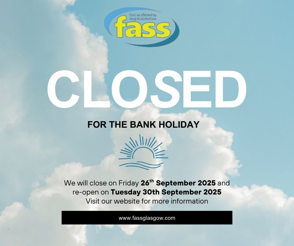 Fassglasgow's tweet photo. For the September bank holiday we will close on Friday 26th September 2025 and re-open on Tuesday 30th September 2025. https://t.co/ZQRoQyJNNt