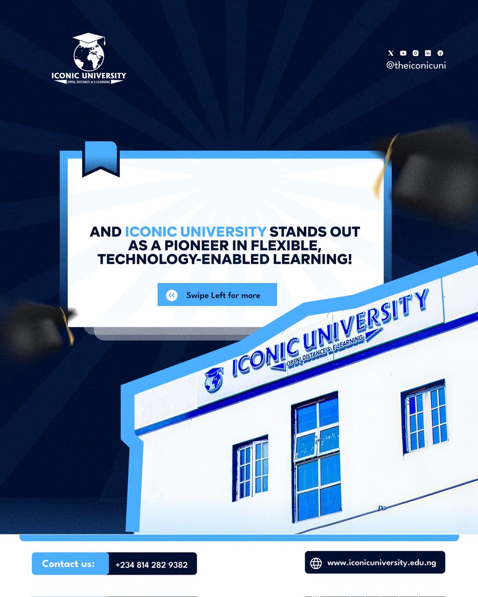 TheIconicUni's tweet image. Did you know Nigeria has 297 accredited universities in 2025?

Among them, Iconic University stands out as a pioneer in flexible, technology-driven learning, giving you the power to learn anywhere, anytime.

#IconicUniversity #FlexibleLearning #StudySmart