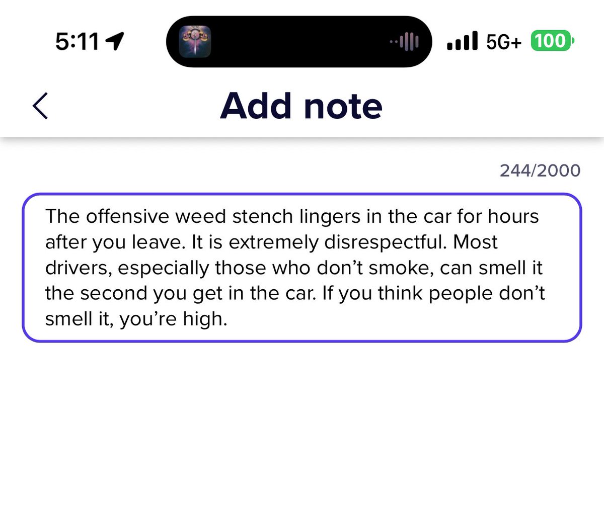 LyftUberDriver's tweet image. is this #note to this @lyft #passenger too forward? or rude? i don’t know. i just word vomited exactly how i felt when the ride ended. and i did send the note as is