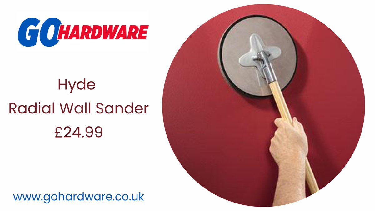 Go_Hardware_'s tweet image. The Hyde Radial Wall Sander is here to make sanding big surfaces easier, faster, and smoother. Perfect for prepping previously painted walls, smoothing out drywall compound and getting that clean finish before painting, it&apos;s an essential tool for DIYers. 

#HomeImprovements