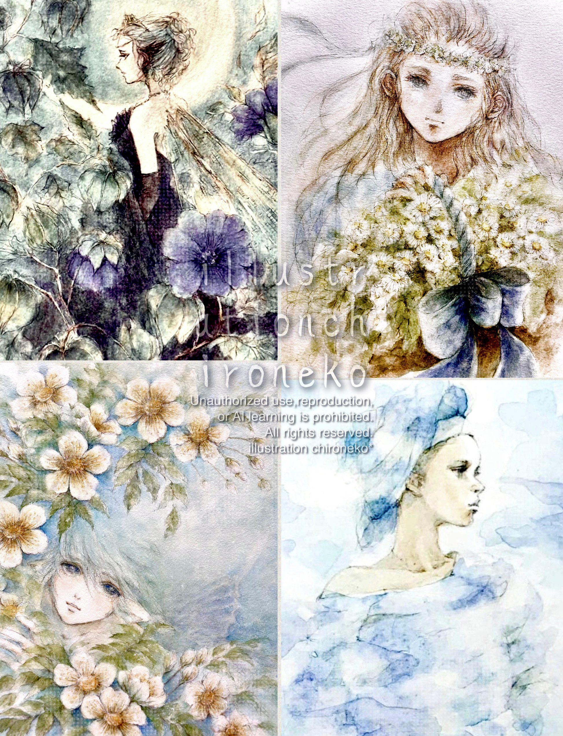 手描きイラスト✣創作水彩原画『桜花爛漫』 手描きイラスト✣創作水彩原画『桜花爛漫』