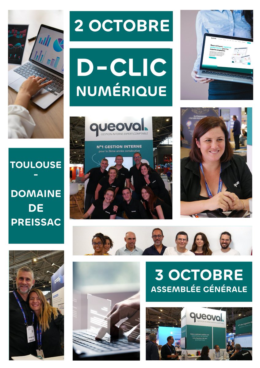 J-7 avant deux jours d’échanges avec l’Ordre des Experts-Comptables d’Occitanie ! 

Nous serons présents au 𝗗𝗼𝗺𝗮𝗶𝗻𝗲 𝗱𝗲 𝗣𝗿𝗲𝗶𝘀𝘀𝗮𝗰 à 𝗧𝗼𝘂𝗹𝗼𝘂𝘀𝗲 pour deux événements majeurs :

📌 𝟮 𝗼𝗰𝘁𝗼𝗯𝗿𝗲 – D-Clic Numérique
📌 𝟯 𝗼𝗰𝘁𝗼𝗯𝗿𝗲 – Assemblée Générale