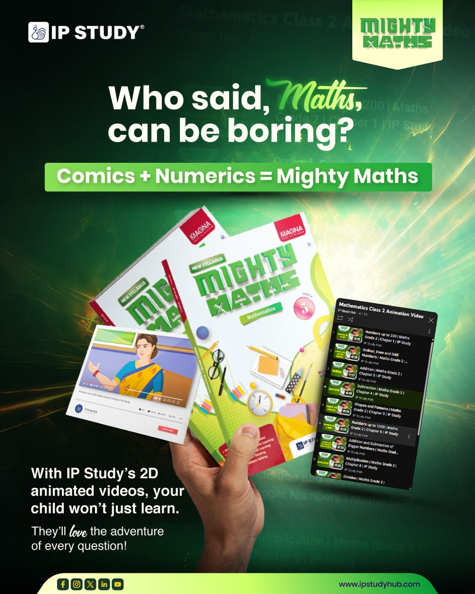 IPStudyWorld's tweet image. Make your kid fall in love with the craze of questions!

With IP Study 2D animation videos, Maths turns into an adventure full of fun, curiosity, and excitement.

#MightyMaths #IPStudy #LearningMadeFun #MathsAdventure #SmartLearning #ParentingTips  #mathematics #ipstudyhub