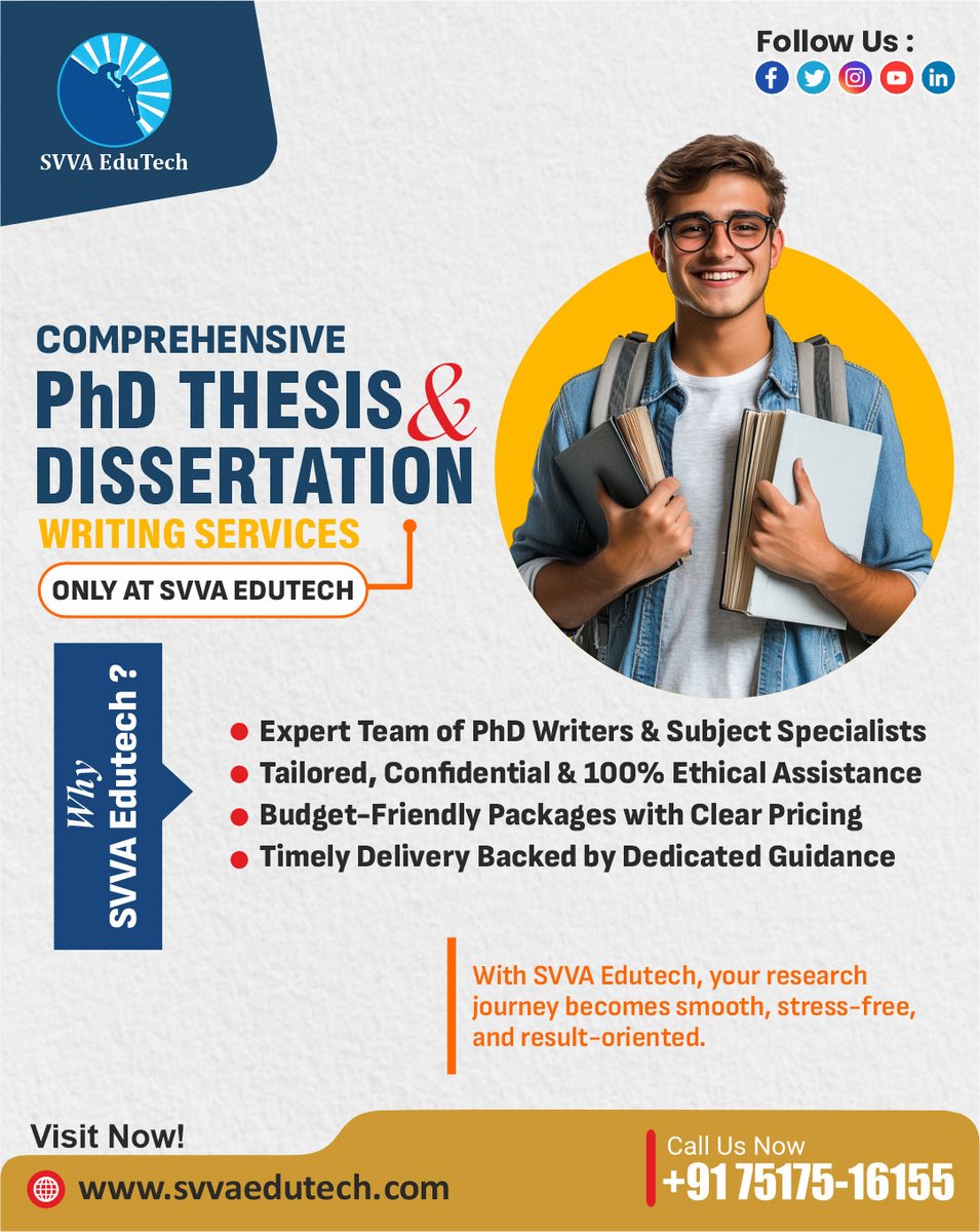 svvaedutech's tweet image. Get PhD Thesis &amp;amp; Dissertation Writing Services

Comprehensive PhD Thesis &amp;amp; Dissertation Writing Support, Only at SVVA Edutech

svvaedutech.com

#svvaedutech #dissertationwriting #phdthesiswriting #thesissubmission #ThesisSuccess #phdjourney #DissertationHelp #Dissertation