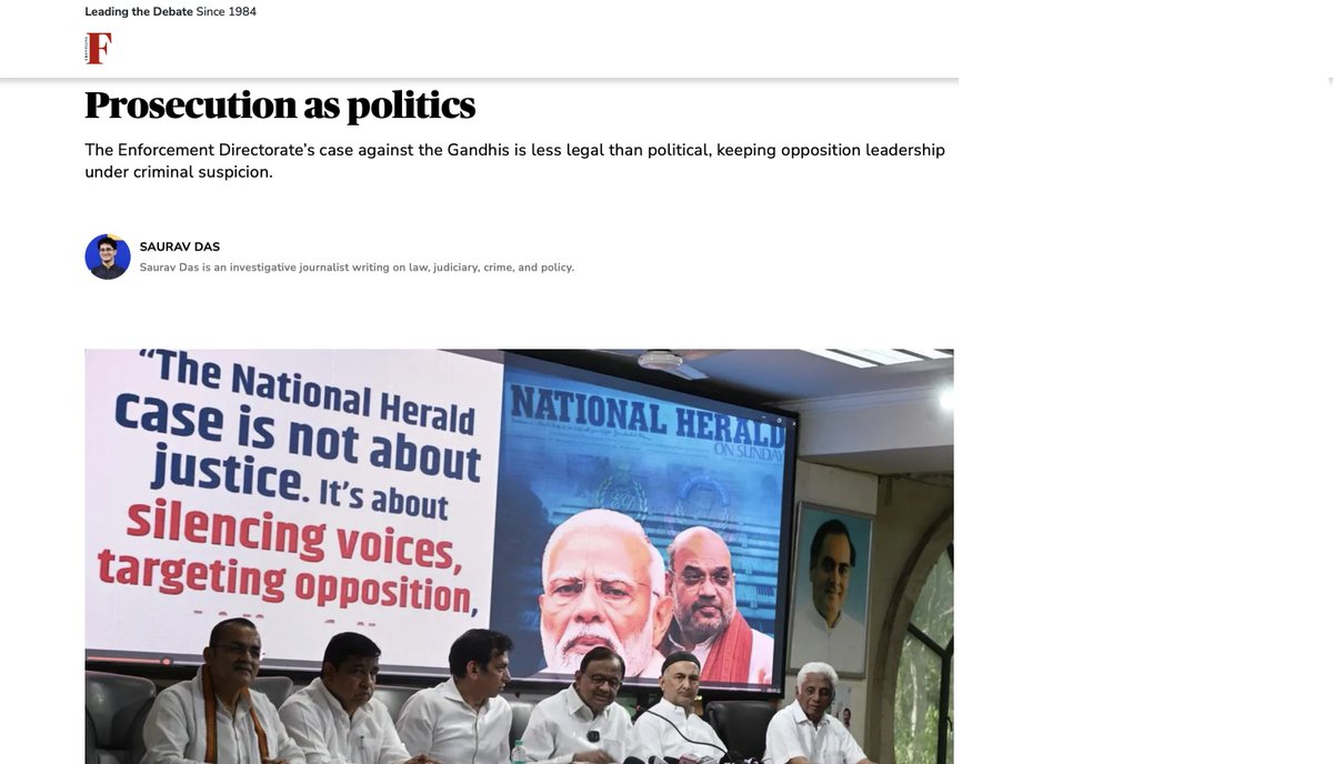 SauravDassss's tweet image. #StoryAlert 🚨
Despite the ED not having a watertight 'National Herald' case, it ensures that both Sonia Gandhi and Rahul Gandhi remain under the cloud of criminal suspicion for many years to come, with the possibility of asset seizures and reputational damage, regardless of…