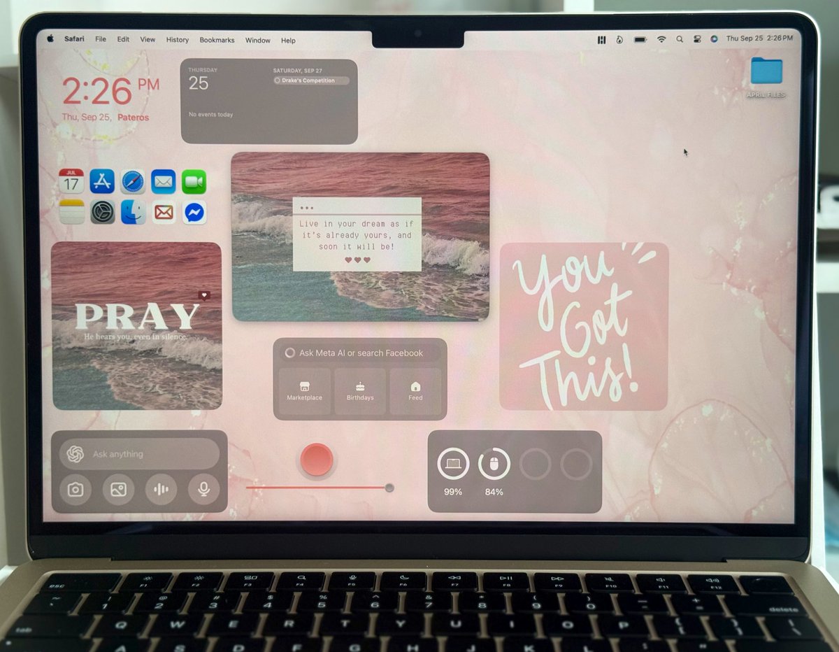justaprilthings's tweet image. Work in progress... my Mac is slowly giving me life 💗💫🌸

#MacBookvibes #widgetgoals #mood