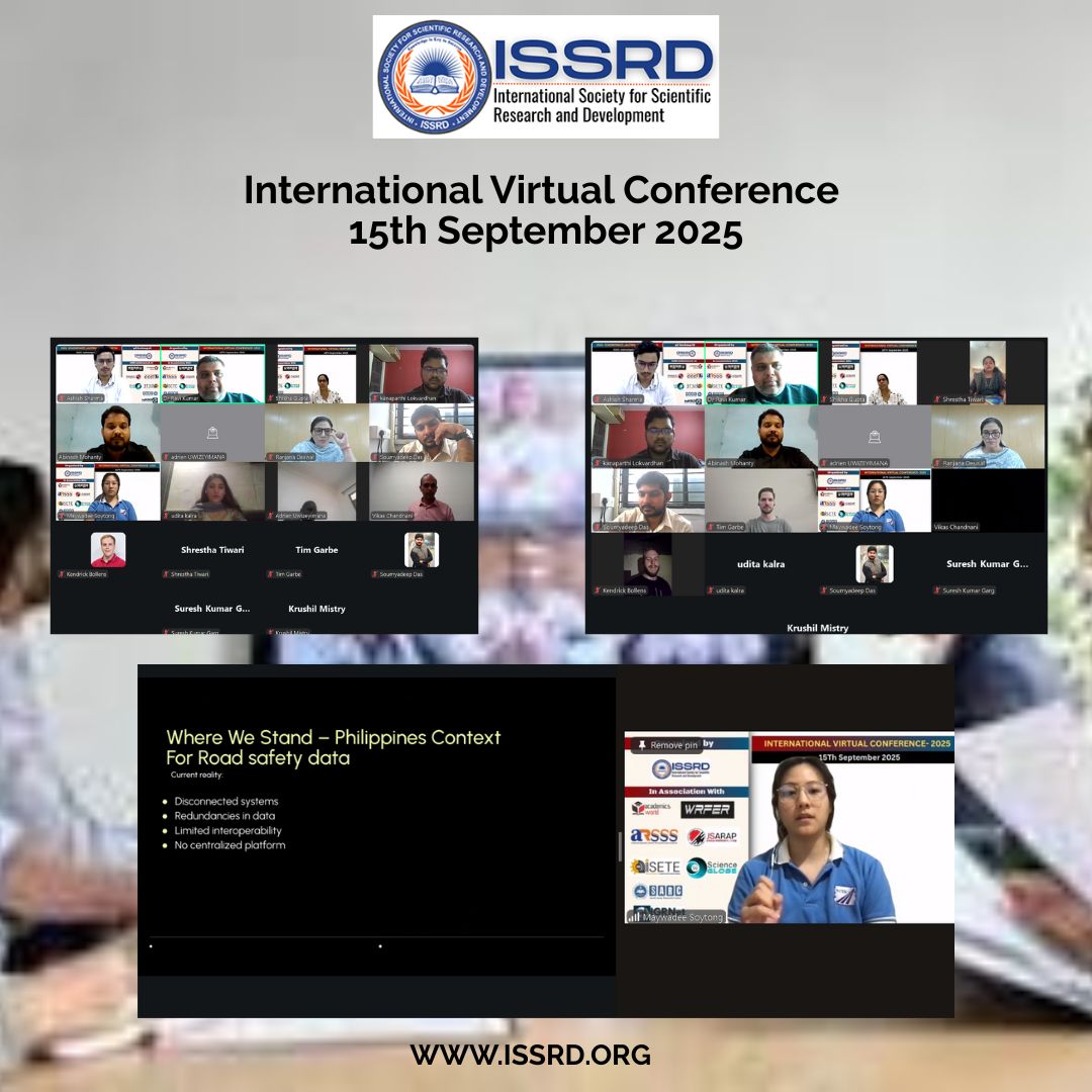 issrdconference's tweet image. ✨ Successful Conference Update! ✨
ISSRD has successfully organized the International Conference in Virtual Mode on 15th September 2025. 🌍
issrd.org
#ISSRD #VirtualConference #Research #AcademicNetworking #ConferenceSuccess #internationalconference