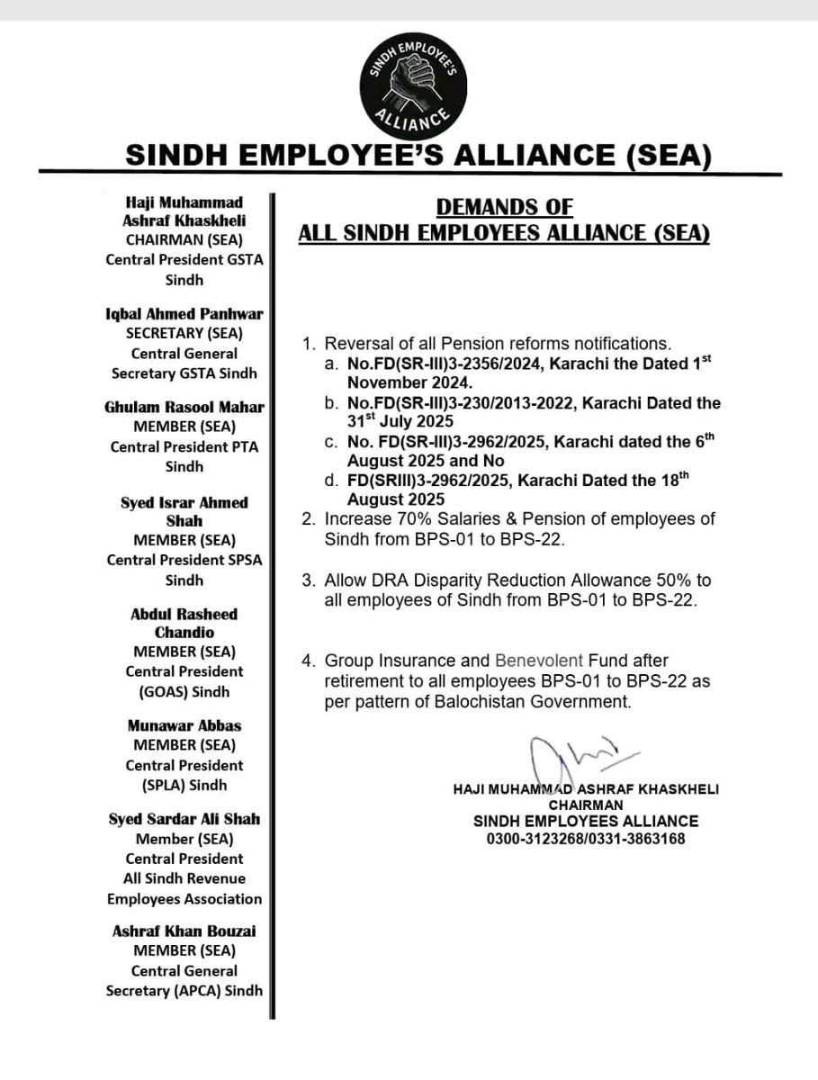 ..
#WeRejectPensionReforms #WeWantDRA #SindhEmployeesAlliance
#SindhGovernment #E_4_Education <a href="/BBhuttoZardari/">Bilawal Bhutto Zardari</a> <a href="/sardarshah1/">Sardar Shah</a> <a href="/AAliZardari/">AsifAliZardari</a>