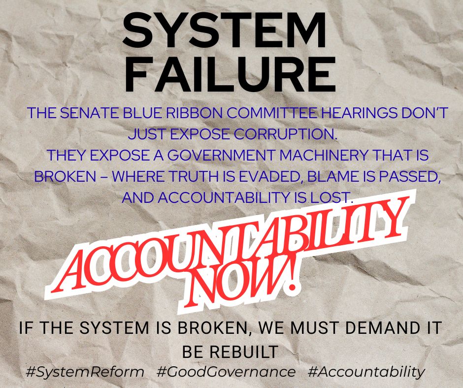 If the system is broken, then it is up to us—the people—to insist that it be rebuilt.

#BlueRibbon #Accountability #GoodGovernance #PHPolitics #SystemReform