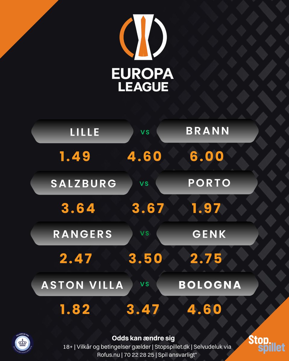 🔥 Europa League odds er live!
Hvem tror du tager sejren i aften? ⚽
👉 Spil nu på Betit.dk”