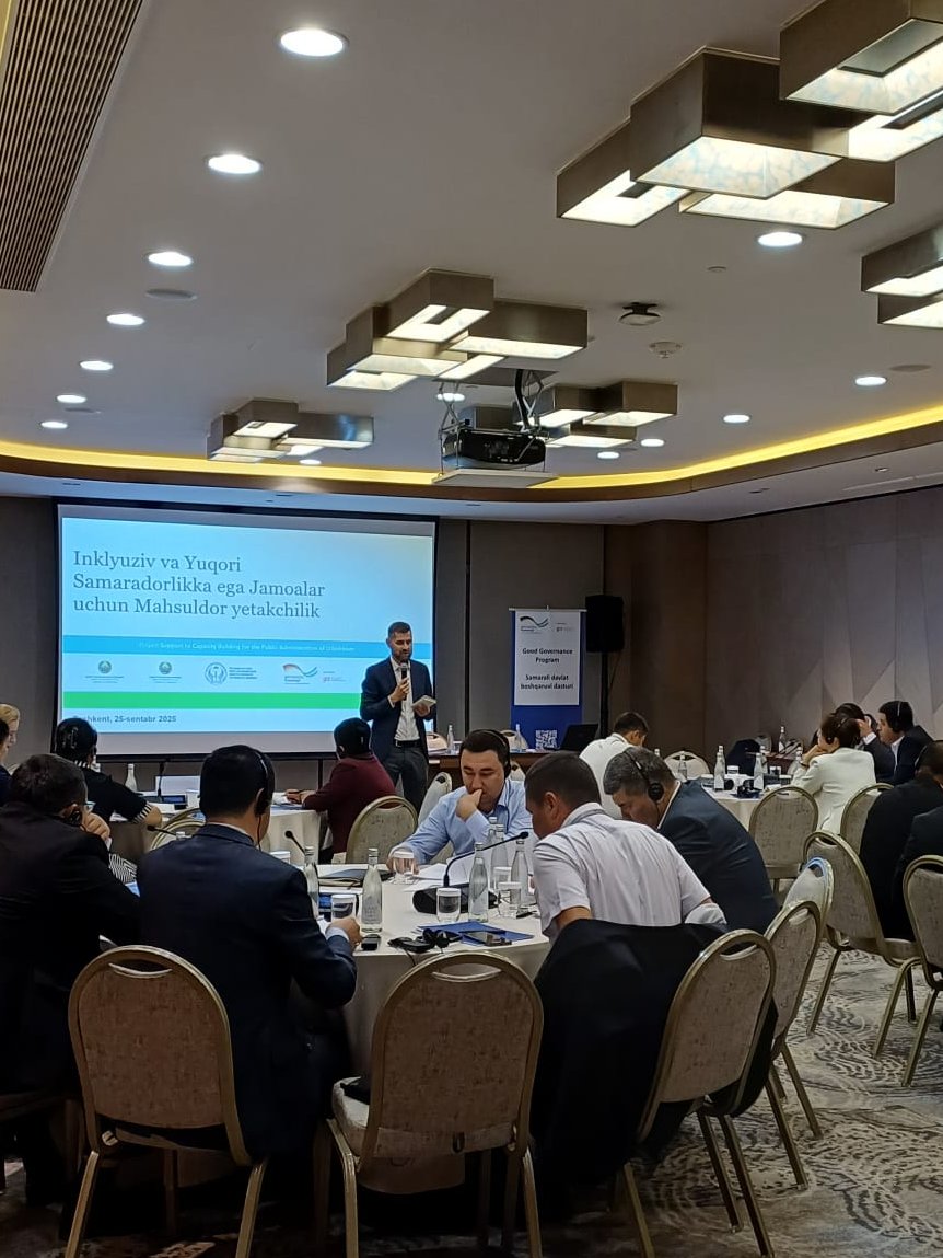 LATDEV_LV's tweet image. 🇺🇿🤝🇱🇻 On Sept 24–25 in Tashkent, the seminar “Leadership for Resilient Communities” brings together Uzbek local leaders &amp;amp; Latvian experts to boost strategy, innovation &amp;amp; teamwork for sustainable municipal development.
Funded by @giz_gmbh 
Implemented by @CFLA_gov_lv 
#LATDEV