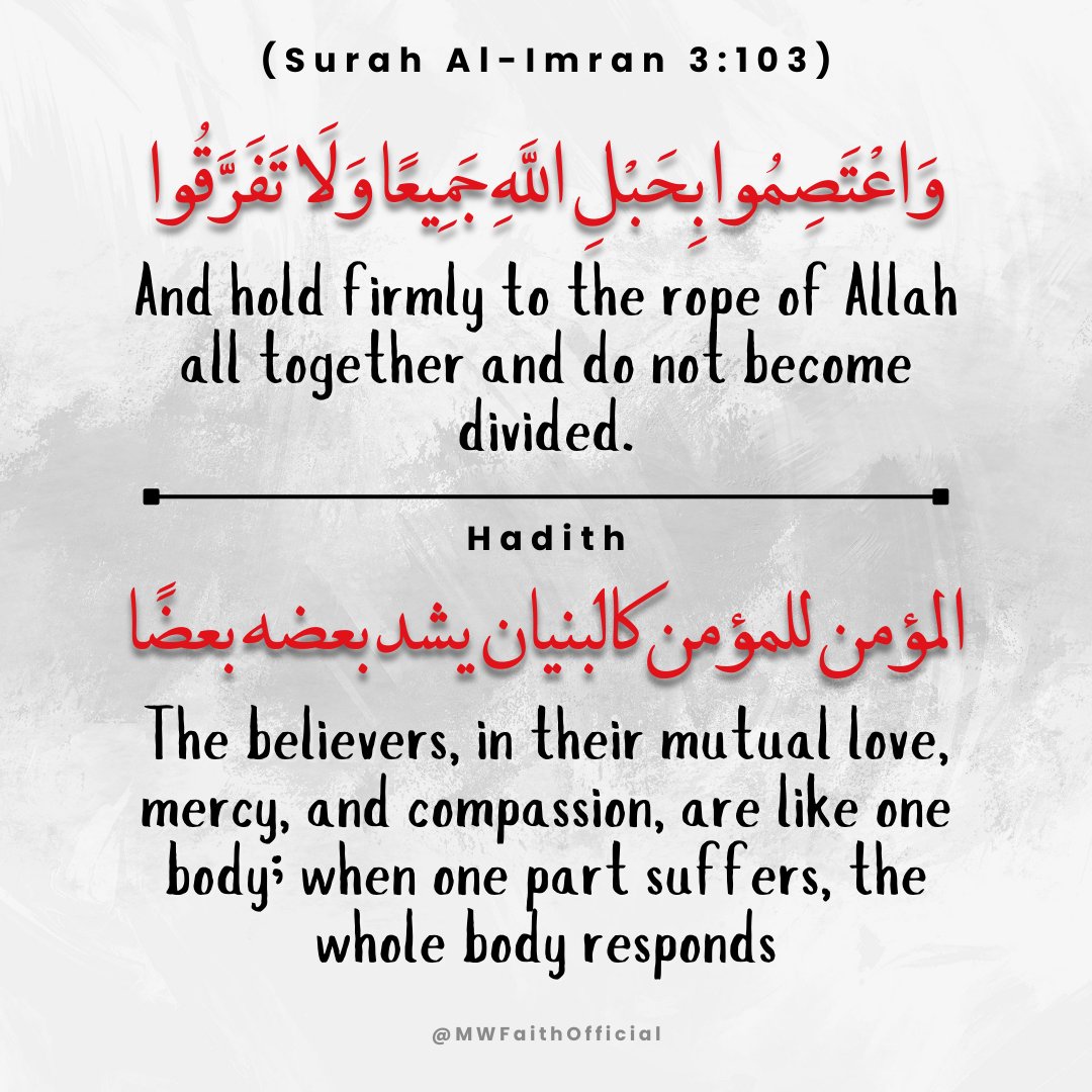 MWFaithOfficial's tweet image. Allah and His Messenger have clearly forbidden Muslims from spreading division among themselves.

#UnityInIslam #MuslimsTogether #IslamicReminder
