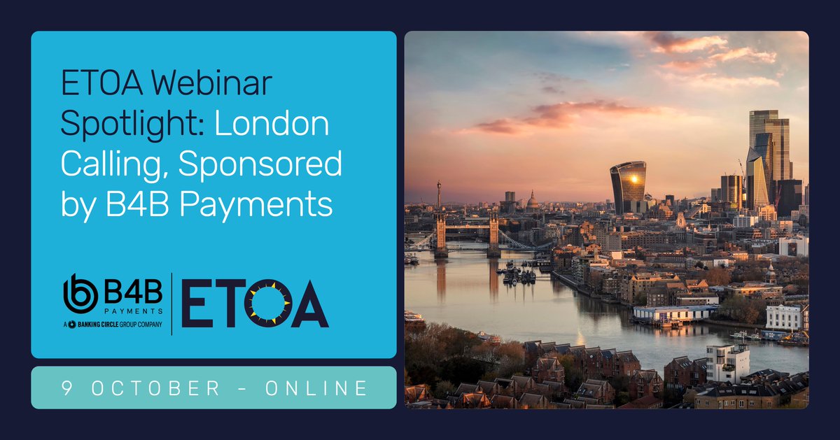 London's Calling 🇬🇧

This October, the ETOA is hosting a webinar to explore London’s supply and demand challenges, and we’re a proud sponsor.

Register via the ETOA website, or discover how B4B Payments supports the travel industry:
👉 ow.ly/pI7E50WV3Lw

#B4BPayments #ETOA