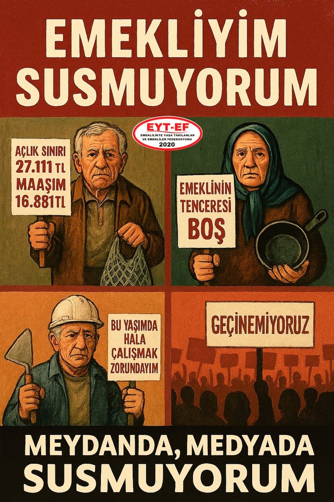 EYT & EF Arzu LASTİKCİ (@arzulastikci) on Twitter photo TAG
👇
#EmekliyimSusmuyorum
Emekliyim susmuyorum !
İnsanca yaşam hakkımı istiyorum !
Emekliyi gör, duy, çözüm üret !
Eyy Hükümet !
Adaletin sesi için destek ol !
Eyy Halk !
Gerçekleri yayınla.
Hakikati savun !
Eyy Medya !
#5000veKısmiSusmuyor
<a href="/RTErdogan/">Recep Tayyip Erdoğan</a>
<a href="/isikhanvedat/">Prof. Dr. Vedat Işıkhan</a> TAG
👇
#EmekliyimSusmuyorum
Emekliyim susmuyorum !
İnsanca yaşam hakkımı istiyorum !
Emekliyi gör, duy, çözüm üret !
Eyy Hükümet !
Adaletin sesi için destek ol !
Eyy Halk !
Gerçekleri yayınla.
Hakikati savun !
Eyy Medya !
#5000veKısmiSusmuyor
<a href="/RTErdogan/">Recep Tayyip Erdoğan</a>
<a href="/isikhanvedat/">Prof. Dr. Vedat Işıkhan</a>