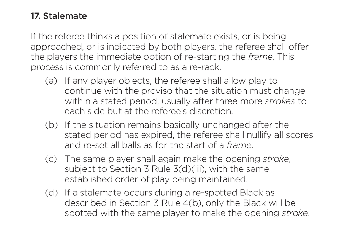 <a href="/SnookerHQ/">David Caulfield</a> I think the rules allow for a re-rack if the players believe a stalemate will happen, and that was Barry's argument.