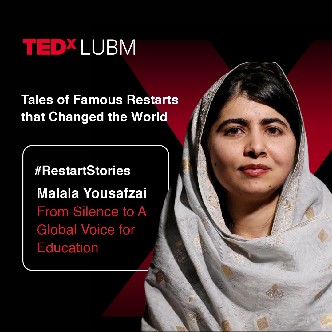 TEDxLUBM's tweet image. Malala restarted with strength, as a global symbol of resistance against opression, in 2012.

#LUBM #MalalaYousafzai #Malala #SuccessStories #TEDxLUBM #RestartStories

[self growth] [ctrl+r mindset] [tedx dubai 2025] [uae events] [reinvent yourself]