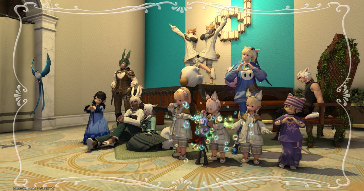 #FF14WEZARD 　2025/9/24
スターバードちゃんがいたので久々に「デュナミスの欠片」を弾いたら、続いてけりーさんが「FLOW」を披露してくださいました♥
今回はななさんとなんと！もうお一方が、ロドストの私の日記のドレミ楽譜から演奏を披露してくださいました🎵
嬉しかったです🥰