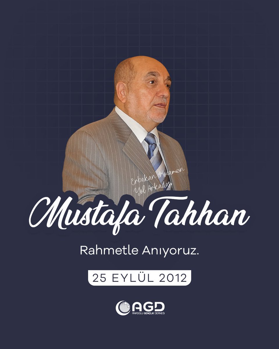 Dünya Müslüman Öğrenciler Birliği(IIFSO) Başkanı, Prof. Dr. Necmettin Erbakan Hocamızın çalışma arkadaşı Mustafa Tahhan'ı vefatının sene-i devriyesinde rahmetle anıyoruz.