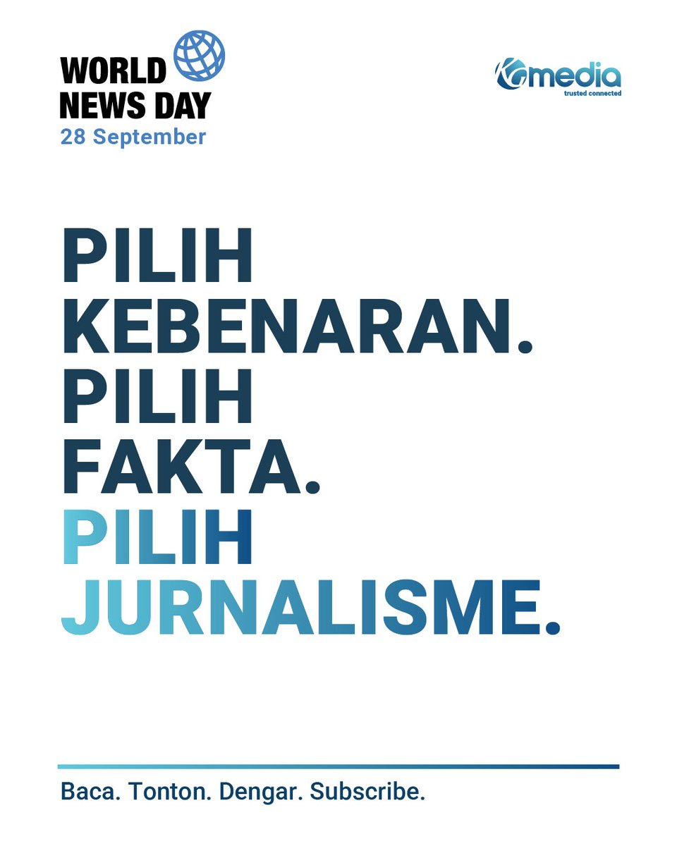 Di tengah derasnya informasi dan opini yang bertebaran, kebenaran sering kali tertutup oleh kebisingan.

Jurnalisme hadir untuk mengingatkan kita pada fakta, memberi ruang bagi suara yang penting, dan menjaga demokrasi tetap hidup.

#WorldNewsDay #Journalism #TrustedConnected