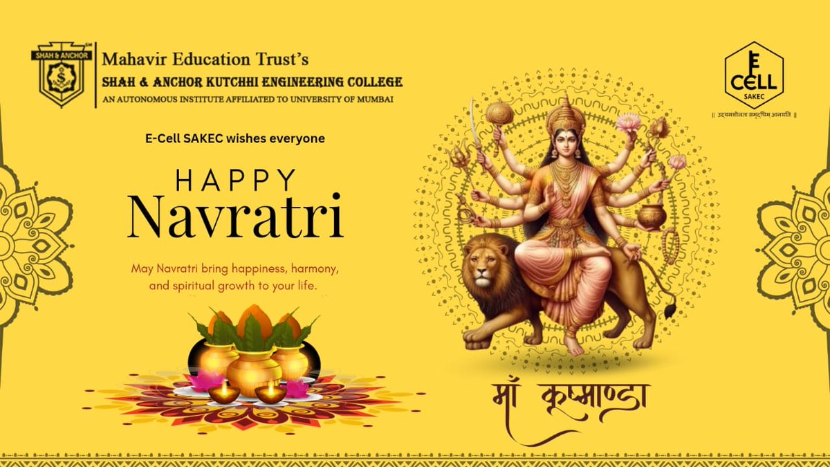 ecellsakec's tweet photo. 🌺🌞 Celebrating Day 4 with Maa Kushmanda—the goddess of creation and vitality. May her divine energy empower us to turn visions into reality. 🙏🚀
#ECellSAKEC #Navratri2025 https://t.co/JziQ5ueXEI
