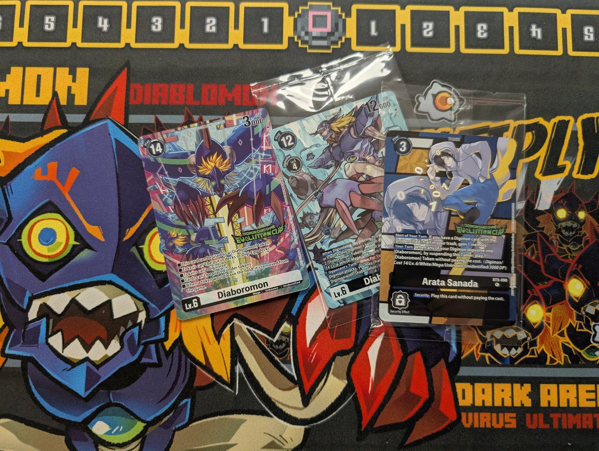 HelloIanO's tweet photo. Old man plays Diaboromon for 5th year in a row, wins Evolution Cup, returns to rocking chair. https://t.co/c6pU4yzyL6