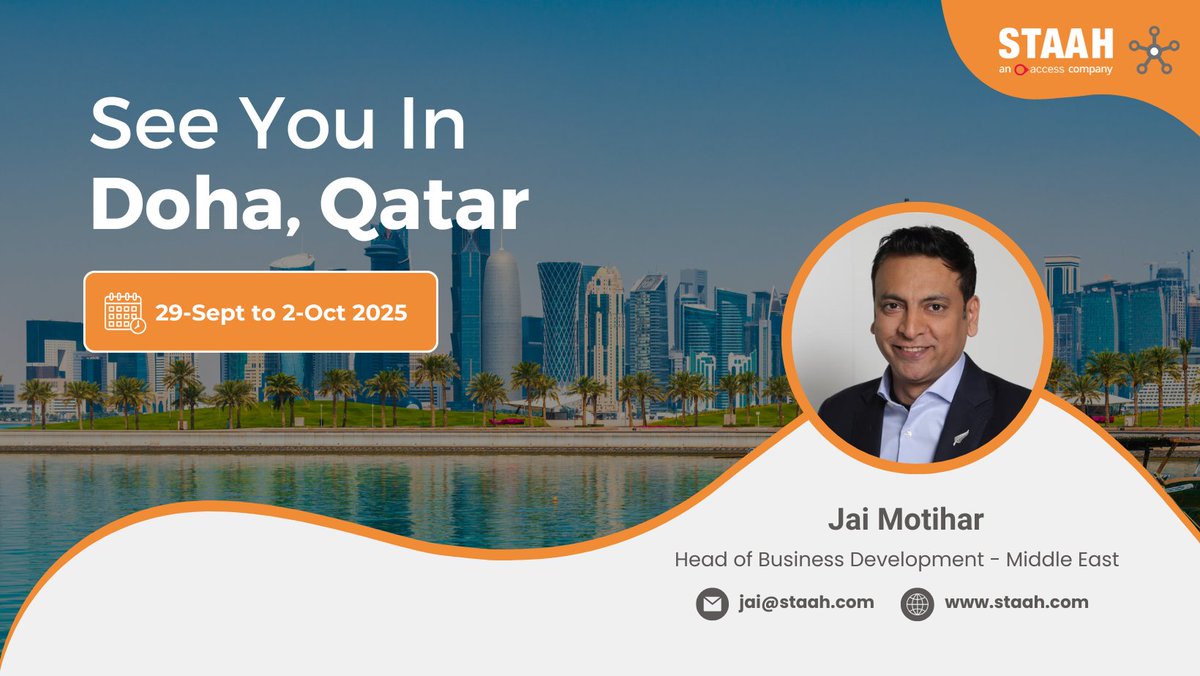 Catch up with Jai Motihar, Head of Business Development - Middle East, in Doha, Qatar from 29th Sept to 2nd Oct 2025.

Learn how STAAH can help your property boost revenue and sell more rooms.

#STAAH #HospitalityTech #Doha #HotelGrowth #MiddleEastHospitality #HotelTechnology