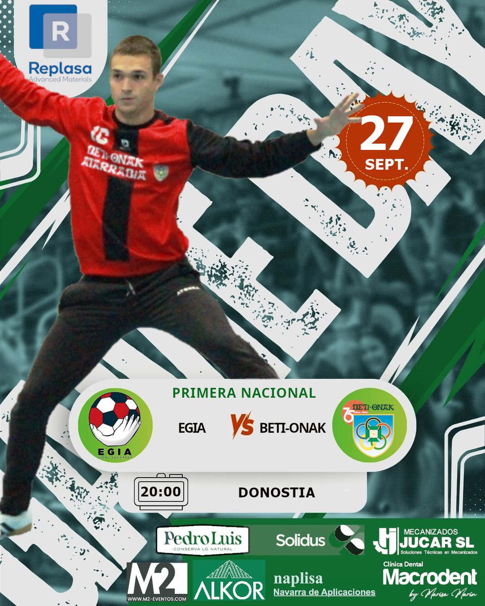 beti_onak's tweet photo. Comienza la liga para #Replasa @beti_onak en DHP recibiendo, tras el partido de European Cup, a @zkeskubaloia. Por su parte los de Primera Nacional se desplazan a Donostia para enfrentarse al @egia_eskubaloia  Zorte on!!! #AurreraBeti!!! @villavatarrabia @FNBalonmano https://t.co/wWuFhECH8B