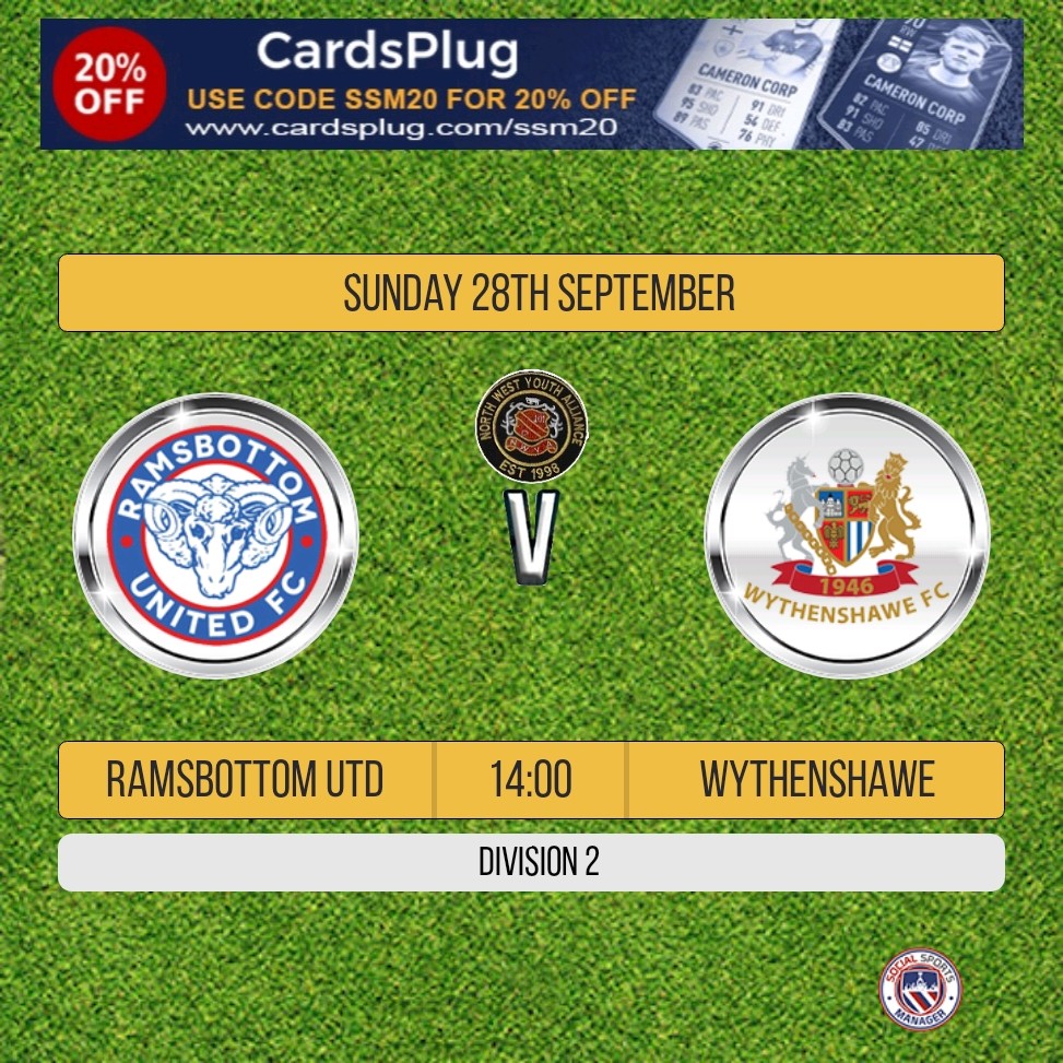 Fixtures - Sunday 28th September 
Division 2 ⚽️ 
#NWYA