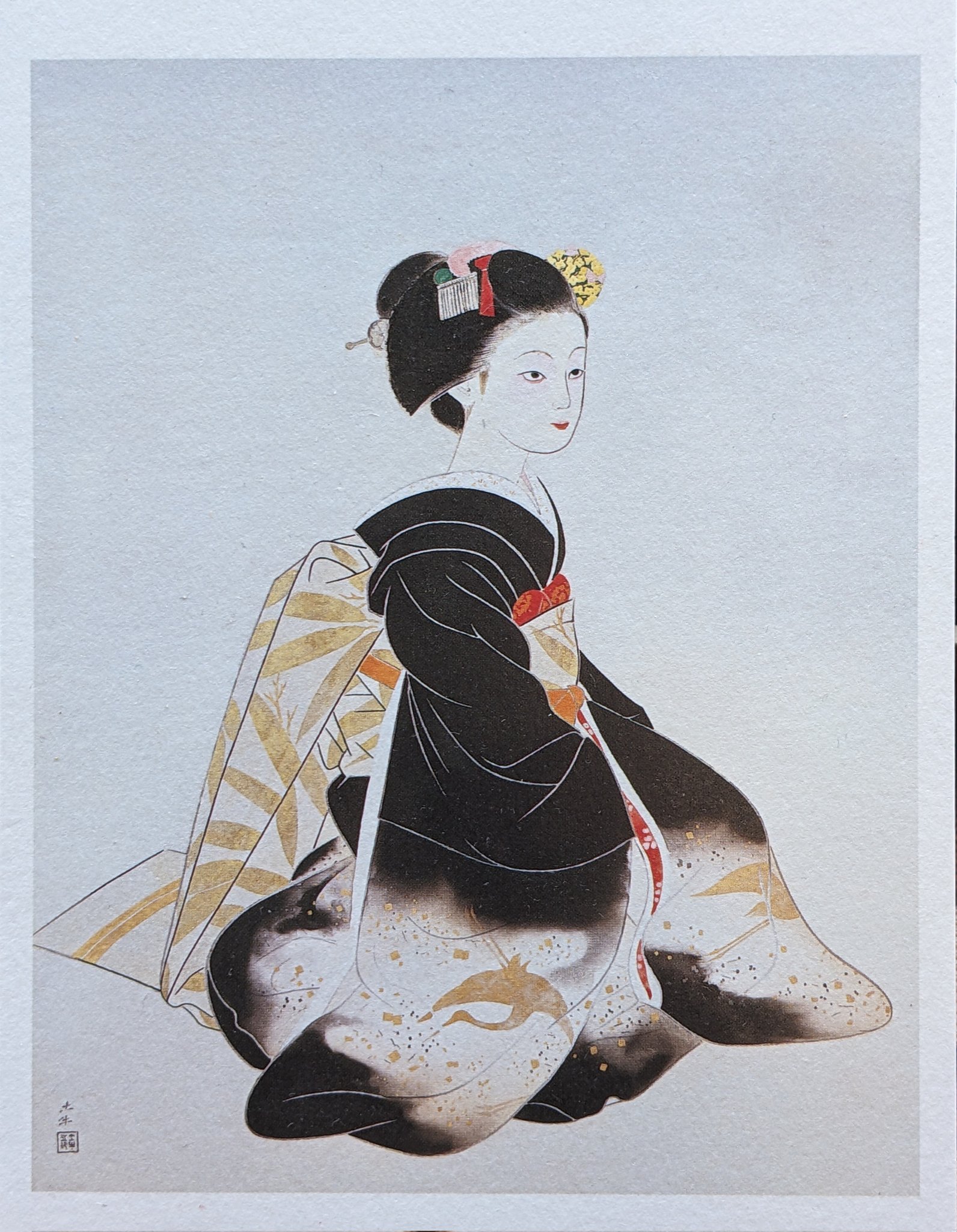No4581 額装　奥村土牛　舞妓　美人画　リトグラフ　紙箱付　日本画　送料無料 No4581 額装 奥村土牛 舞妓 美人画 リトグラフ 紙箱付 日本画