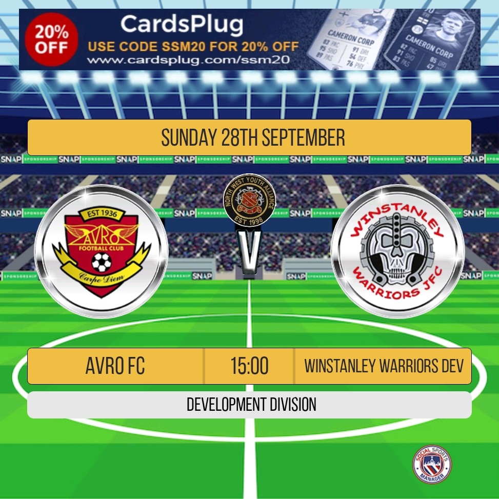 Fixtures - Sunday 28th September
Development Division ⚽️ 
#NWYA