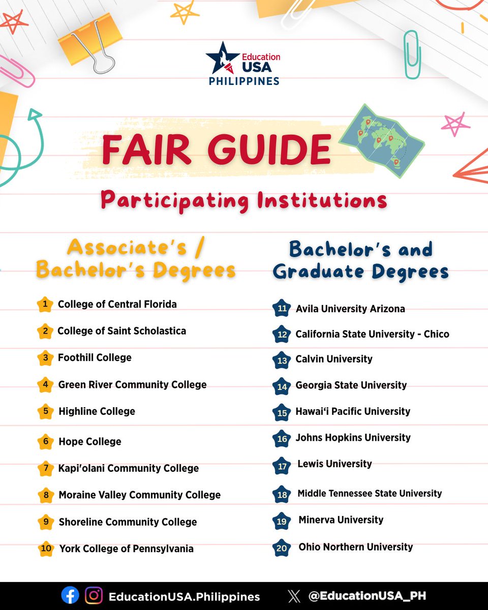 USEmbassyPH's tweet image. 🎓🇺🇸 3 DAYS TO GO! See you at the EducationUSA University Fair 2025 on Sunday, September 28, from 2:00 to 5:00 PM at One Ayala, Makati City. Take note of the map below to plan your route and maximize your Fair experience. #StudyWithUS

📲 Register now: educationusa.ph/Fair2025