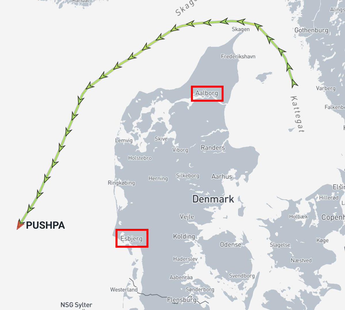 🇩🇰 Two vessels — SEA MAVERICK and PUSHPA, belonging to the “shadow fleet of Russia,” are located 120 km east of Esbjerg, where drones were previously recorded, — TV2

PUSHPA suspected of launching the drones. The investigation is ongoing.