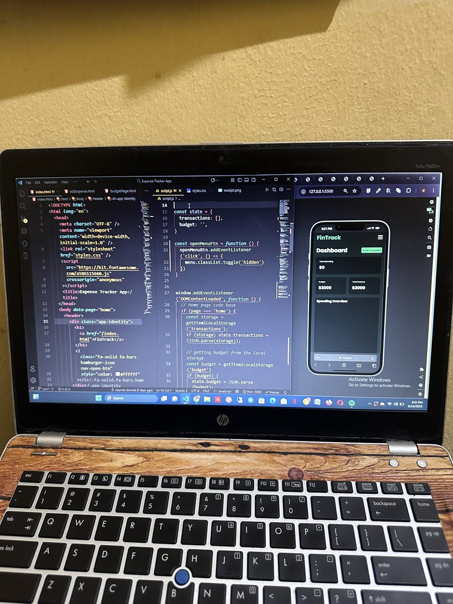 demola_olayode's tweet image. Build in public they say!😁

Currently working on an expense tracker web app that allows a user track their expenses for the month, it allows a user to input their budget, add daily expenses, delete and expense, I’ll be adding more features soon.😇

 Stack: HTML,CSS, JS,chart.js