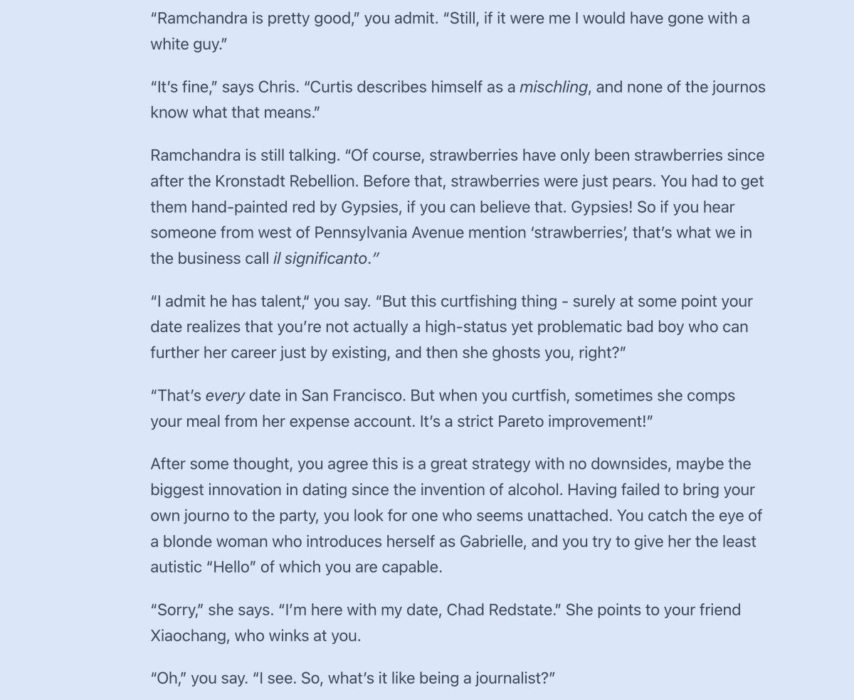 zagrebbi's tweet image. Scott Alexander on Curtis Yarvin parties