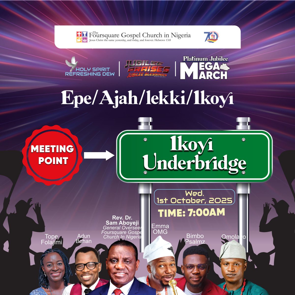 FoursquareNigr's tweet image. Hey everyone! Get ready for an amazing day! The March to TBS kicks off at 7:00 AM! 🎉 

We're inviting all NextGen members, Youth Churches, Grand Assemblies, and every enthusiastic worshipper to join us in a joyful convoy to our rally point.