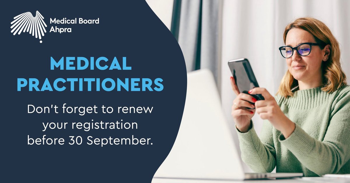 Nishaobgyn's tweet photo. PSA for fellow Aussie medics: Reminder to renew your AHPRA registration if you have not already done so (by 30th September)
The process is more involved this year since AHPRA have introduced a portal that requires registration &amp; 2 factor authentication https://t.co/lm8s3TGa2t