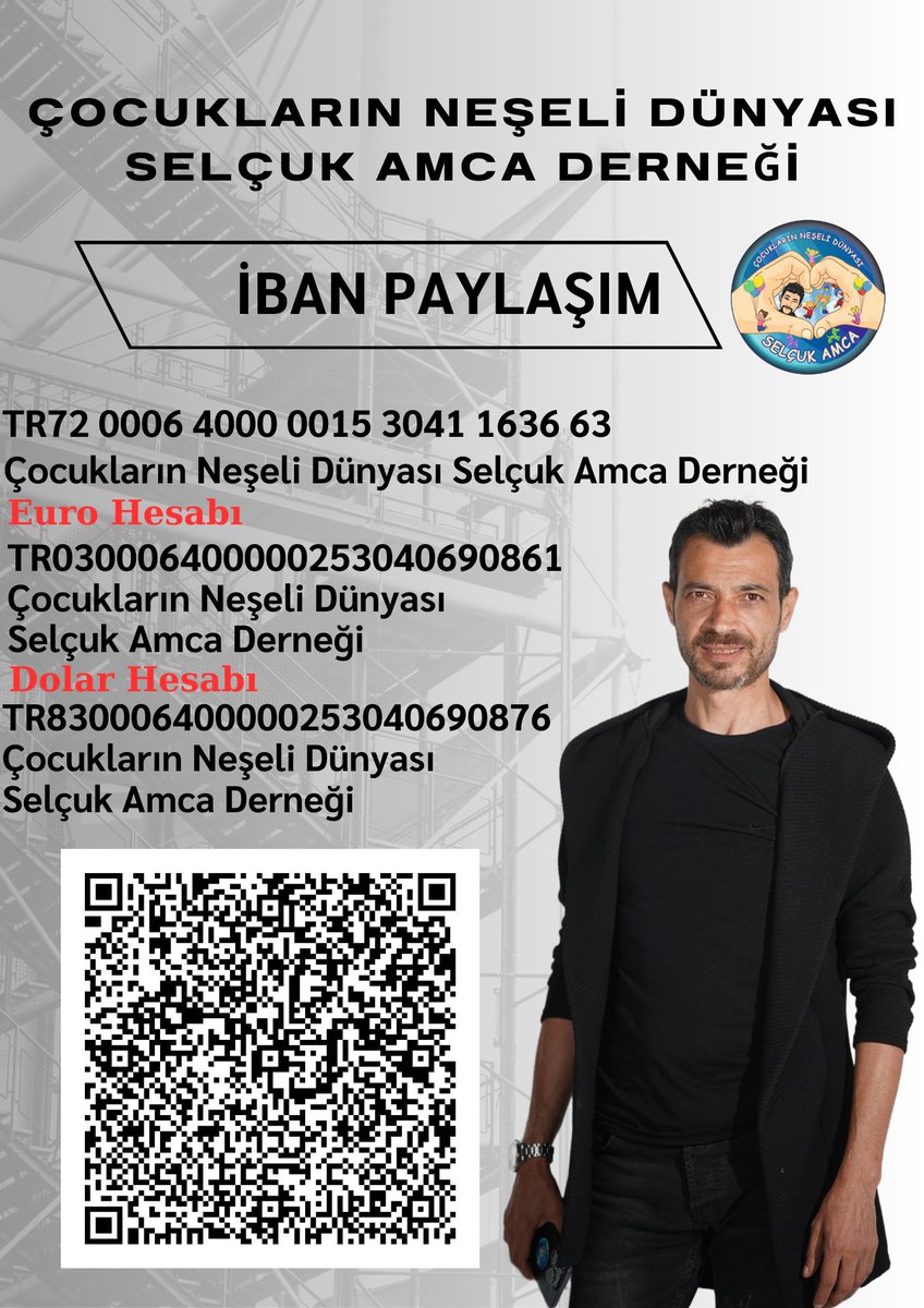 selcuk_amca's tweet photo. Minik kalplerin mutluluğu için çıktığımız bu yolda sizlerin desteğine ihtiyacımız var 
IBAN numaraları veya QR kod üzerinden desteklerinizi iletebilirsiniz.
👉 Birlikte daha çok çocuğun hayalini gerçeğe dönüştürelim!
#ÇocuklarınNeşeliDünyası #SelçukAmcaDerneği #Bağış #DestekOl https://t.co/esbk5dOSpc