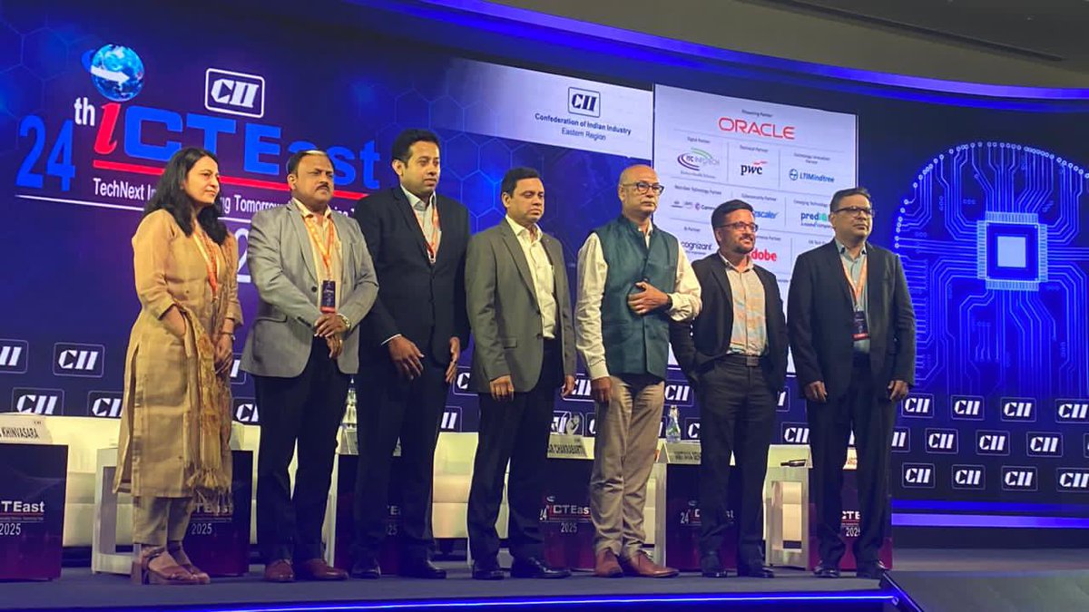stpi_kolkata's tweet image. Shri Manjit Nayak, Director @STPIKolkata, graced the 24th #ICTEAST2025 session on New Gen Business Opportunities. He highlighted STPI’s pivotal role in advancing IT, ITES, emerging technologies, and future-ready business growth in the region. #EmergingTech #BusinessGrowth