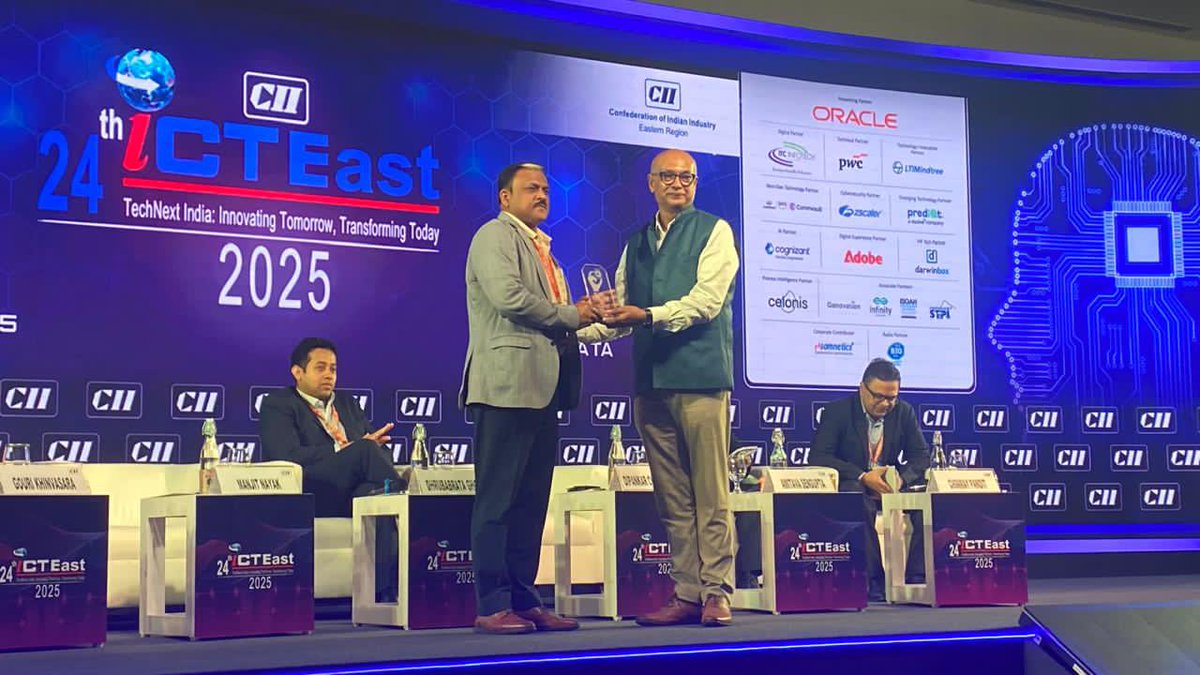 stpi_kolkata's tweet image. Shri Manjit Nayak, Director @STPIKolkata, graced the 24th #ICTEAST2025 session on New Gen Business Opportunities. He highlighted STPI’s pivotal role in advancing IT, ITES, emerging technologies, and future-ready business growth in the region. #EmergingTech #BusinessGrowth