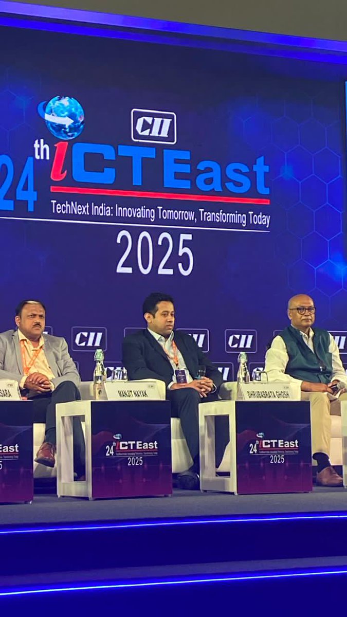 stpi_kolkata's tweet image. Shri Manjit Nayak, Director @STPIKolkata, graced the 24th #ICTEAST2025 session on New Gen Business Opportunities. He highlighted STPI’s pivotal role in advancing IT, ITES, emerging technologies, and future-ready business growth in the region. #EmergingTech #BusinessGrowth