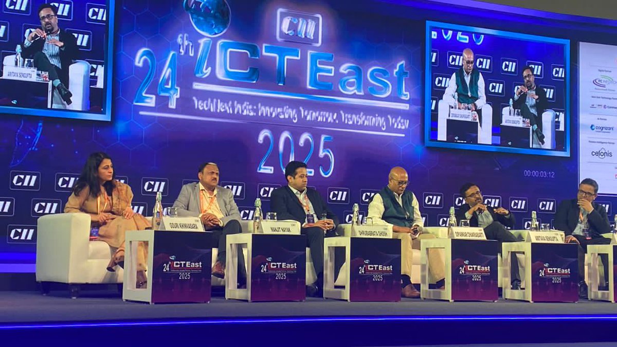 stpi_kolkata's tweet image. Shri Manjit Nayak, Director @STPIKolkata, graced the 24th #ICTEAST2025 session on New Gen Business Opportunities. He highlighted STPI’s pivotal role in advancing IT, ITES, emerging technologies, and future-ready business growth in the region. #EmergingTech #BusinessGrowth