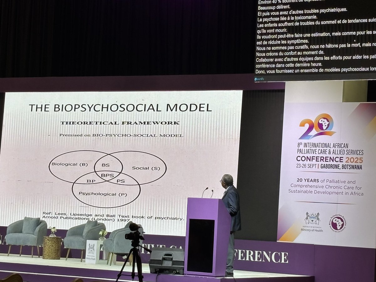 APCAssociation's tweet photo. Prof Seggane Musisi of @Makerere presenting on the intersection of #PalliativeCare & Psychiatry including grief and bereavement, dementia, etc. #PalliativePsychiatry
#HPCGlobal #HPCAfrica #APCA2025 https://t.co/Xp8fdQOVjC