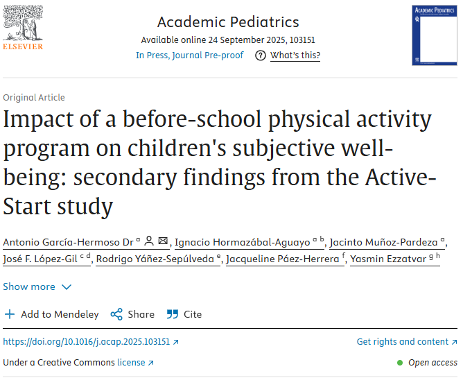 Jacinto_MP_'s tweet image. 🚨Just published🆕

📢"30' of movement before class boosts joy, well-being &amp;amp; fun" ✨

The #ActiveStart program in vulnerable schools (🇨🇱) improved positive emotions in kids😄with stronger effects in boys👦

📜doi.org/10.1016/j.acap…

Grateful for the chance to contribute🙌